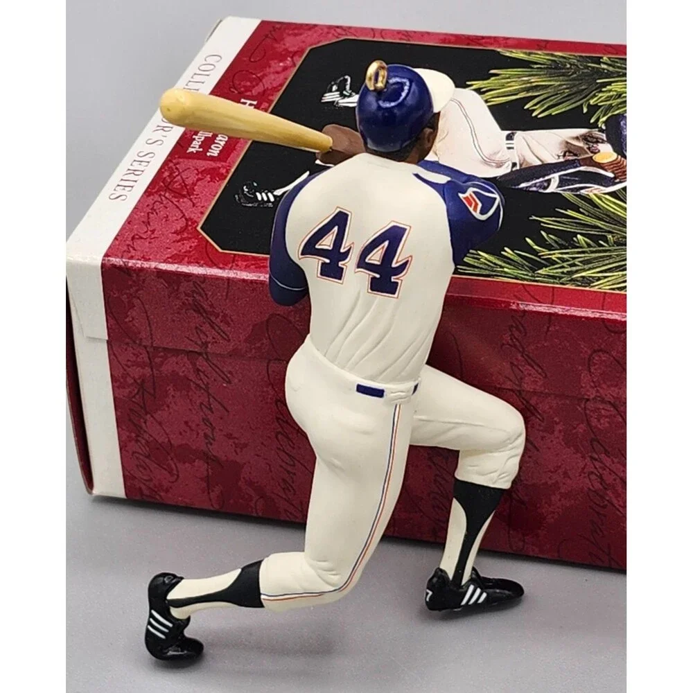 1997 Hallmark Hank Aaron At The Ballpark Christmas Tree Ornament & Trading Card